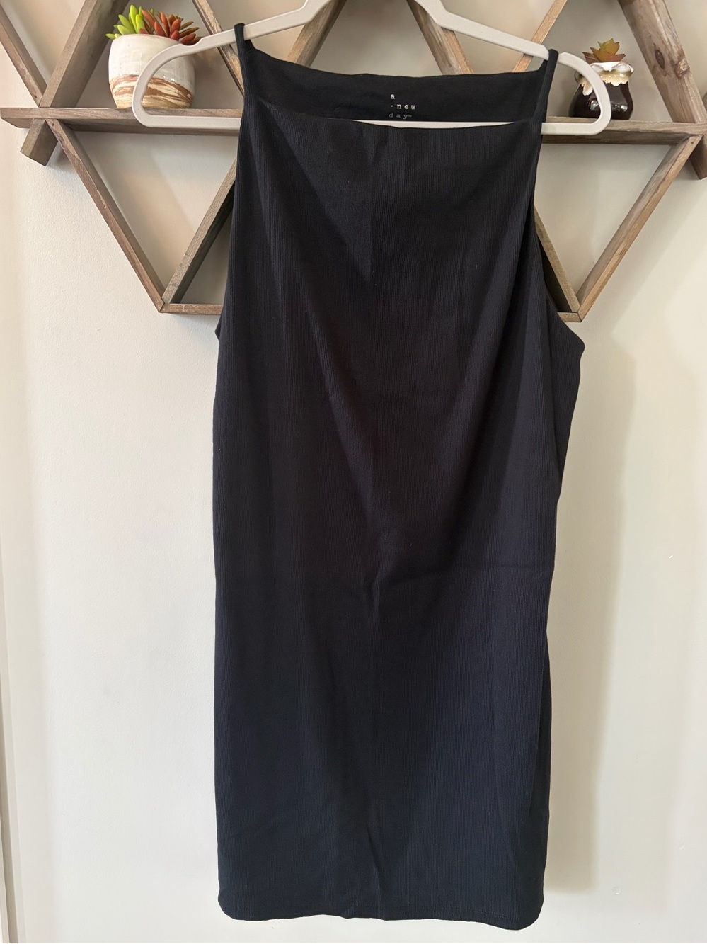 A new day Black square neck sleeveless dress. Size large.
